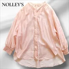 NOLLEY'S ブラウス　シアー　光沢　ギャザー　バンドカラー　ボリューム袖