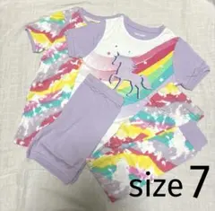 パジャマ 半袖 2トップス&2パンツ ユニコーン タイダイキッズ 女の子 120