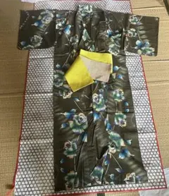 オリーブグリーン花柄浴衣・帯セット