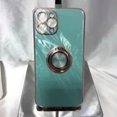 iPhone11 Pro Max スマホケース リング付き 水色 ゴールド 新品