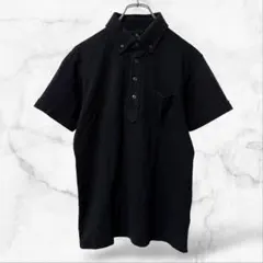 【ユニクロ】半袖ポロシャツ 黒 メンズ(M)ハーフボタン 無地 シンプル 上