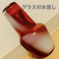 昭和レトロ　マーブル柄　グラス付水差し 冠水瓶　ガラス製ピッチャー　デキャンタ