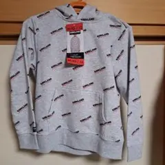 KIRKLANDユースロゴフーディM10/12グレー新品パーカーフード付き裏起毛