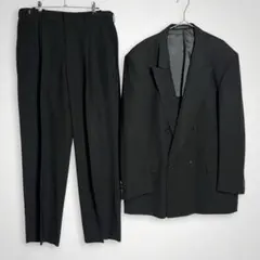 ダブル ブラック スーツセットアップ L 日本製 バブル古着 美品