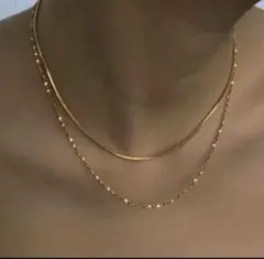 【金属アレルギー対応】ゴールド 2連ネックレス サージカルステンレス 3way