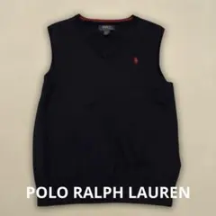 【美品】POLO RALPH LAUREN Vネックベスト ブラック M 150