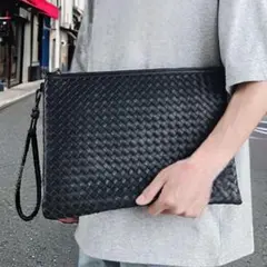クラッチバッグ 大型 セカンドバッグ ビジネス 冠婚葬祭 結婚式 黒色 新品 L