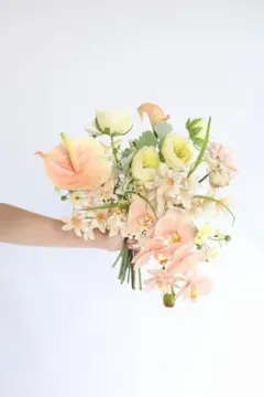 胡蝶蘭のブーケ　ウエディングブーケ　アーティフィシャルフラワーブーケ　ピンク