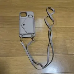 iPhone 13 pro max スマホショルダー　ベージュ　カード入れ付き