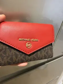MICHAEL KORS レザーキーケース レッド/ブラウン