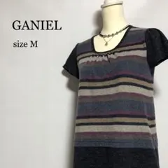 GANIEL　カットソー　袖なし　ストライプ模様　Mのサムネイル