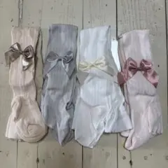 リボン付きベビータイツ4足セット 2-3Y