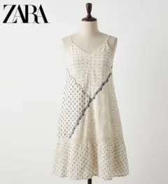 【大人気】ZARA パッチワーク 刺繍 キャミワンピース S 春夏 リゾート