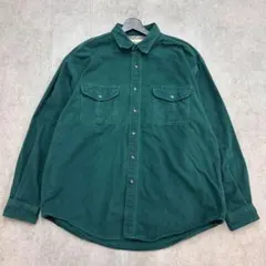 90s　エディーバウアー　シャモアクロス　長袖シャツ　古着　グリーン　緑　XL