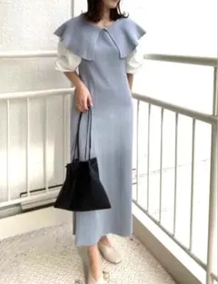 ビッグカラードッキングニットワンピース