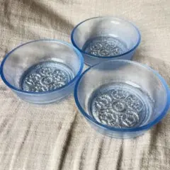 昭和平成レトロ＊フロストガラスボウル＊ガラス小鉢　3個セット