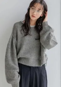 LOWRYS FARM モヘヤドロストショートPOLS グレー