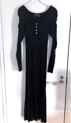 Rady レディ パフスリーブ ニットロングワンピース ブラック