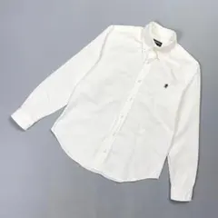 ジムフレックス ボタンダウンシャツ 長袖 ロゴ刺繍 コットン 白14*ND600