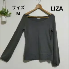 LIZAリザ　サイズM 薄手ニット美シルエット　袖ぽわんグレー春コーデのサムネイル