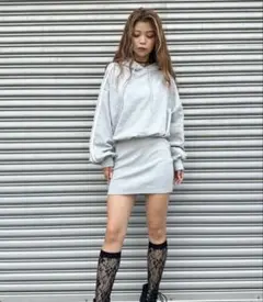 EGOIST エゴイスト　袖ラインフーディミニワンピース　グレー　スウェット