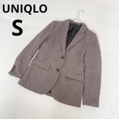 UNIQLO ユニクロ テーラードジャケット 千鳥格子柄 ブラウン S