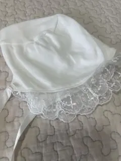 ホワイト レース付きベビーハット