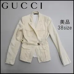 ■ a1535 GUCCI コットンサファリジャケット アイボリー ベルト付き*のサムネイル