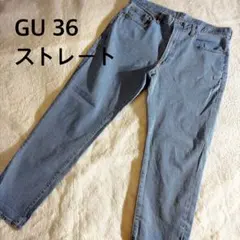 GU メンズ デニムパンツ 36インチ ライトブルー ストレートのサムネイル