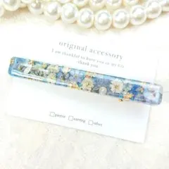 1828＊ハンドメイド♡押し花のヘアクリップ　ブルー