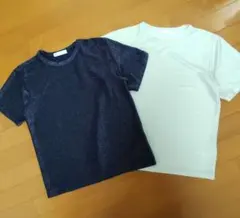 センスオブプレイス クルーネックラメTシャツ 2枚 ネイビー シルバーのサムネイル