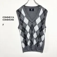 COMME CA COMMUNE アーガイル柄 Vネックベスト薄手e512のサムネイル