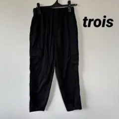 ブラックカーゴパンツ ウエストゴム ポケット付き