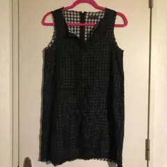 ワンピース　ギンガムチェック　黒　シースルーのサムネイル