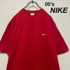 希少 00s オールド ナイキ ワンポイントロゴTシャツ 赤 シングルステッチ