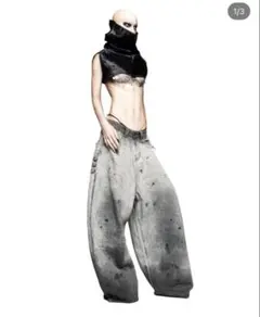LATUI ATELIER ダメージ加工 ワイドデニムパンツ - メルカリ