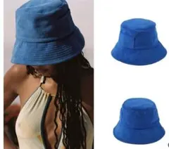 【Lack of color】ブルーバケットタオル地ハット 56cm