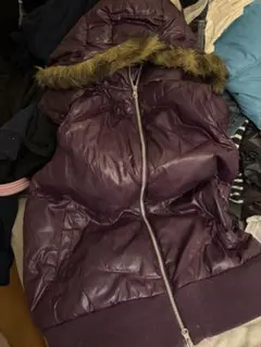 ファー付き ダウンベスト 紫 ベスト