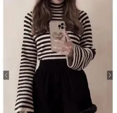 GRL ボーダー柄フレアスリーブリブニット トップス［K9086b］Mサイズ