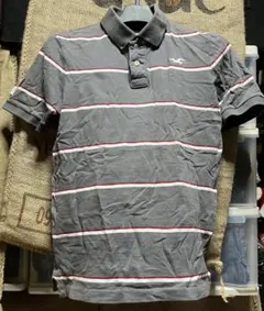 Hollister ポロシャツ グレー ボーダー Sサイズのサムネイル