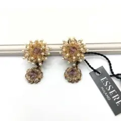 新品/未使用 イタリア製 ファセットカット フラワーモチーフイヤリング