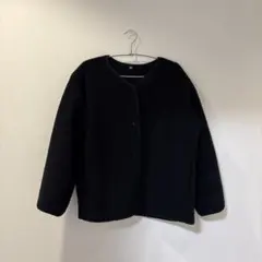 ユニクロ　ボアフリースクルーネックカーディガン　スナップボタン XL ブラック