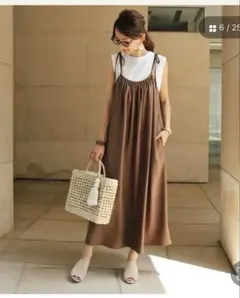 アンドミー　肩リボン ジョーゼット ロングワンピース/GRL GU coca