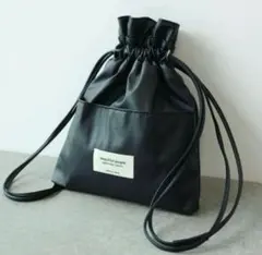 極美品♪beautiful people 巾着型ショルダーバッグ　ブラック