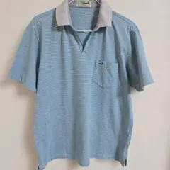 Crocodile ブルーボーダー ポロシャツ M