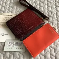 PaulSmith デュオポーチ BPS341 バーガンディ オレンジ