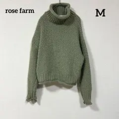rose farm オリーブグリーン タートルネックニット