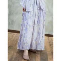 プリント ロングスカート エレガント カジュアル Aライン 着痩せ効果 花柄