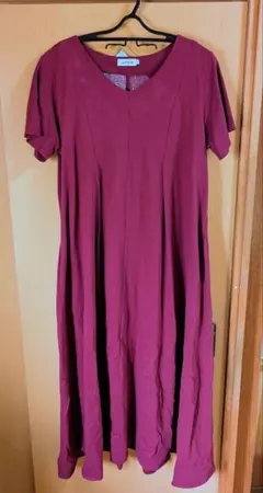 良品　LEPSIM カットソーロングワンピース フリーサイズ ボルドー