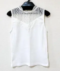 レトロガール レースリブタンクトップ 白
